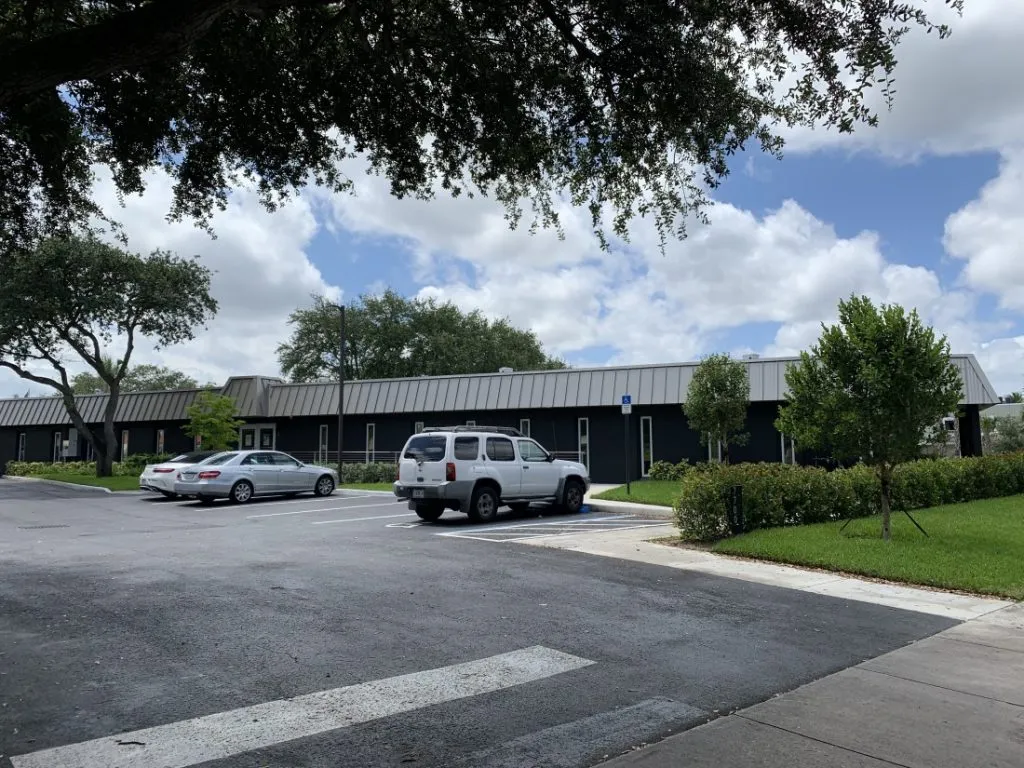 Parking lot in front of the Miami Eye Institute building